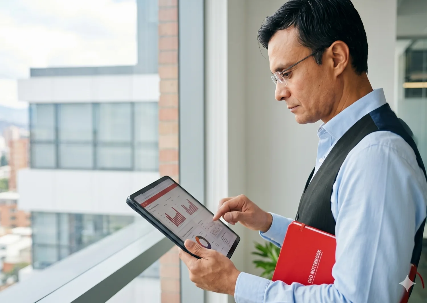 Profesional revisando indicadores durante una auditoría interna